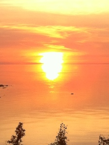 Setting sun cascading over the Georgian Bay.